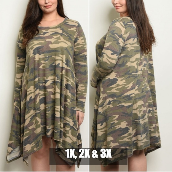 Trend Setter Diva Boutique Dresses & Skirts - Last 1! OLIVE CAMOUFLAGE PLUS SIZE DRESS